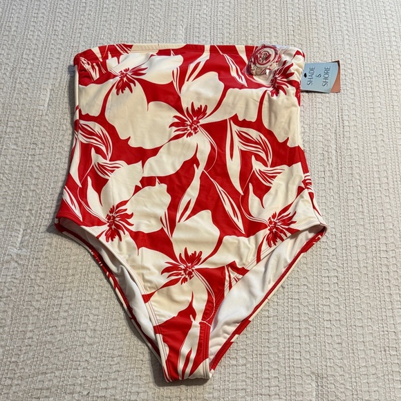 Shade & Shore Other - Floral-Print Bandeau High-Leg Cheeky One-Piece Swimsuit from Shade & Shore™ NWT